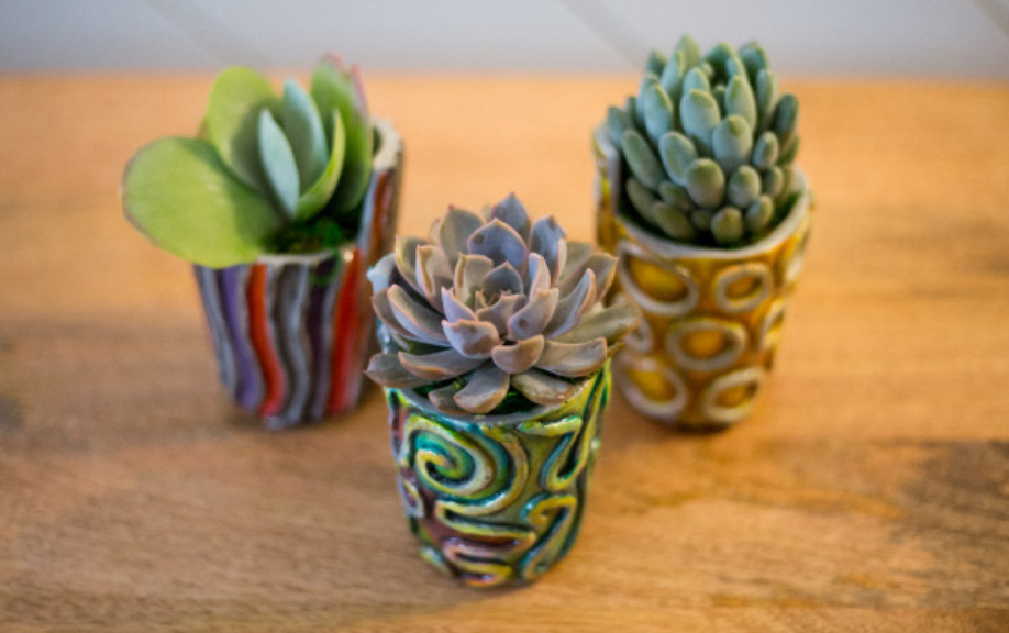 Rainbow Raku Succulent Planter-image