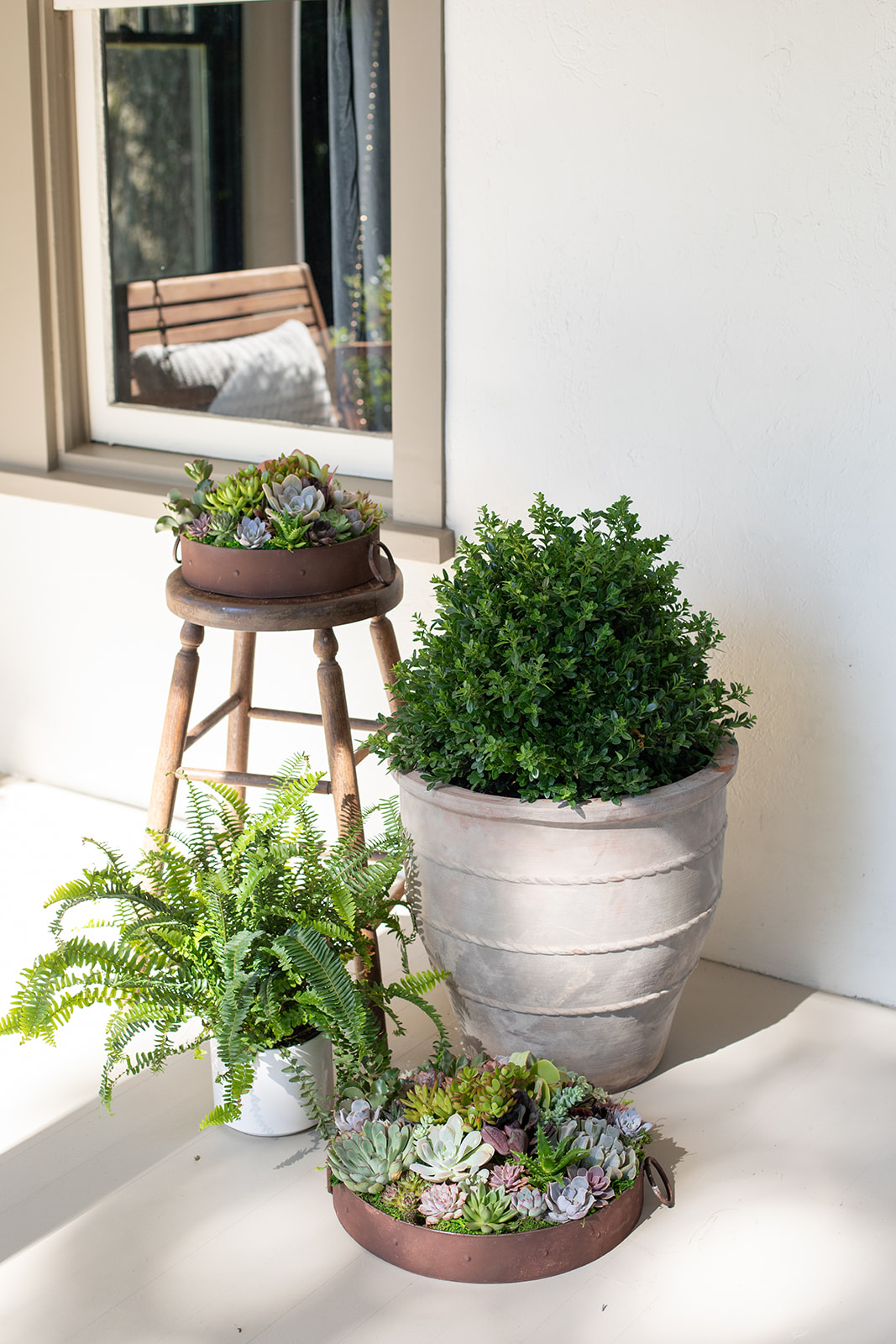 Round Copper Outdoor Succulent Garden-image